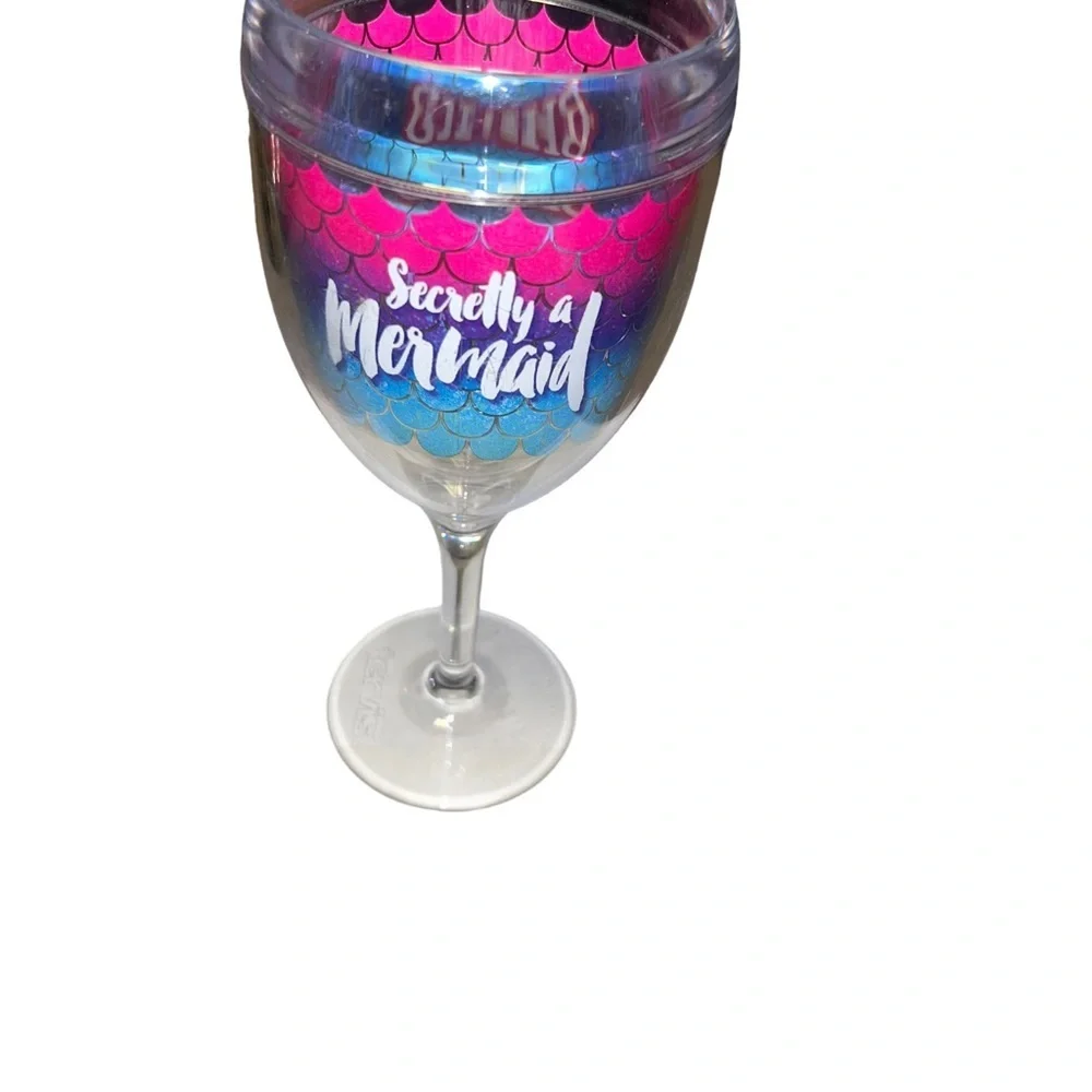 Tervis insulated 9oz wine “secretly a mermaid” outer banks pink purple cup